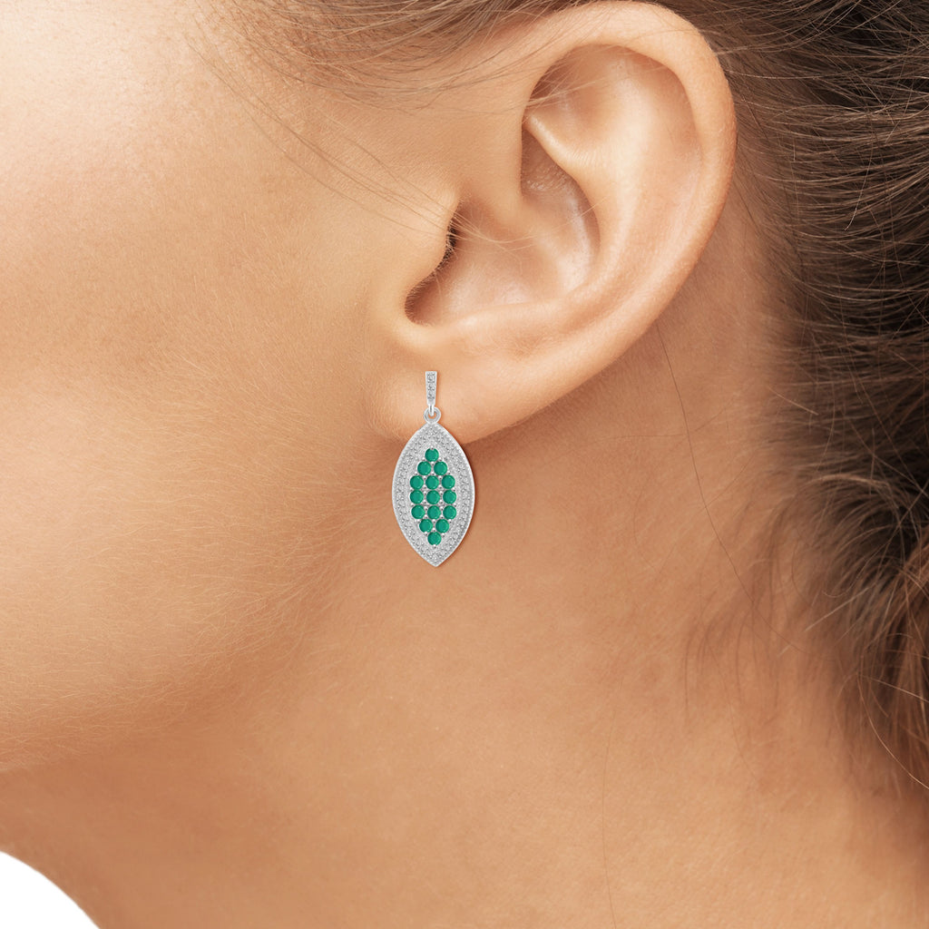 Emerald And White Diamond Accent Sterling Silver 3-Piece Jewelry Set Z399