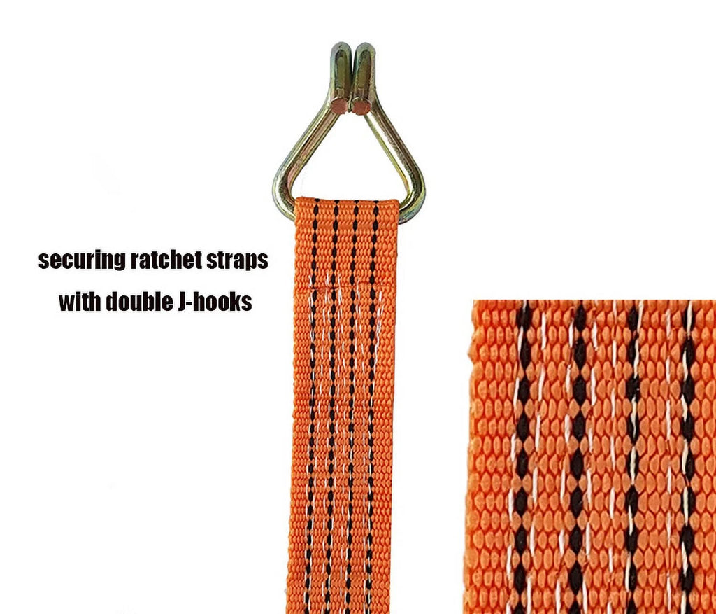 Heavy Duty Ratchet Straps with Double J-Hooks, 2 inch x 26.25 Feet, 11000 Lbs, 2 Packs O731