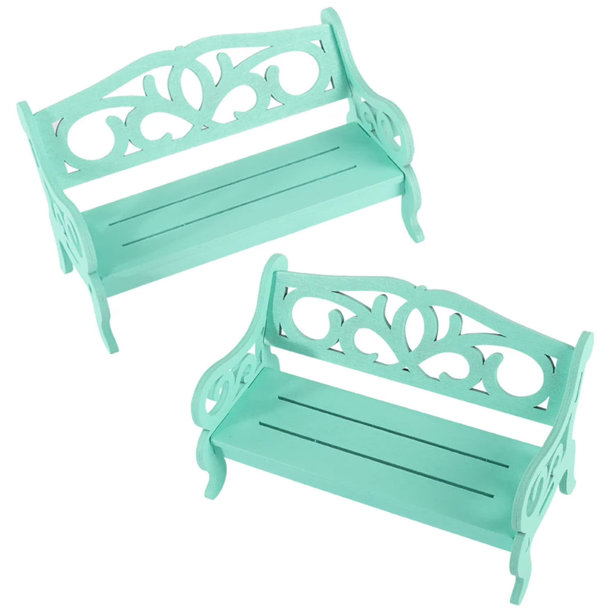 Blue Pack of 2 Miniature Park Benches Q339240