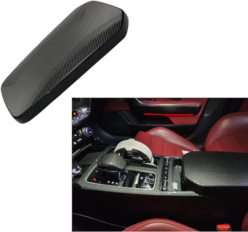Carbon Fiber Central Console Armrest Panel Cover Trim M1130