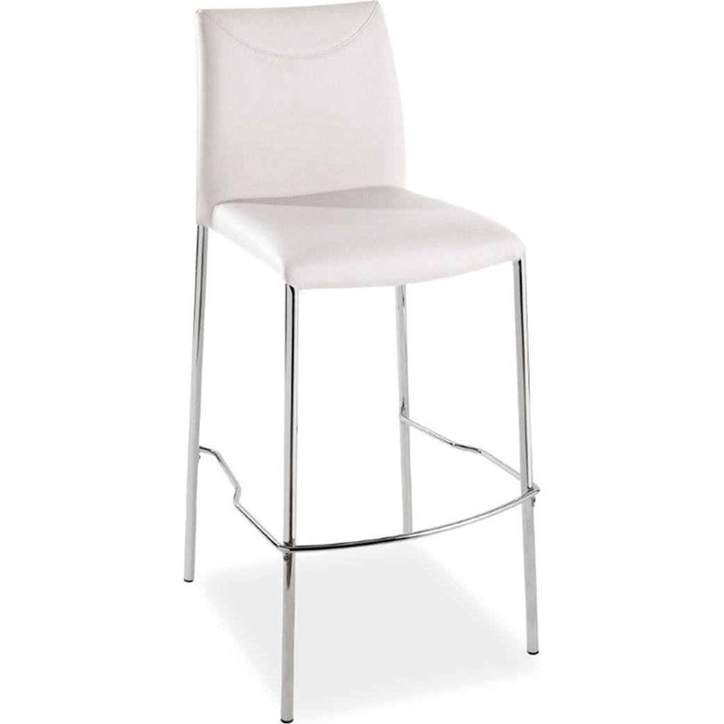 White Leather Chrome Bar Stool V6383