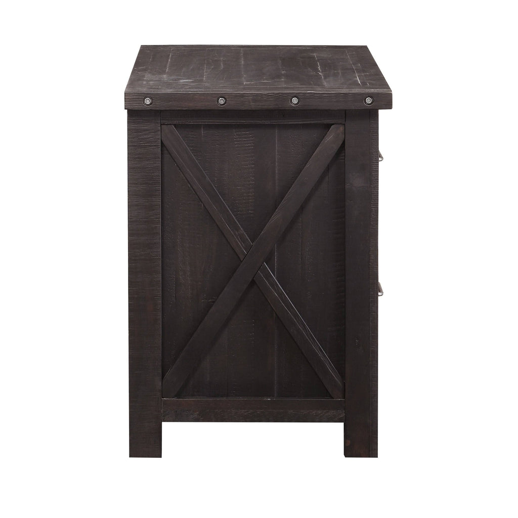 Cafe Brown Two Drawer Wooden File Cabinet with Metal Handle Pull U4317