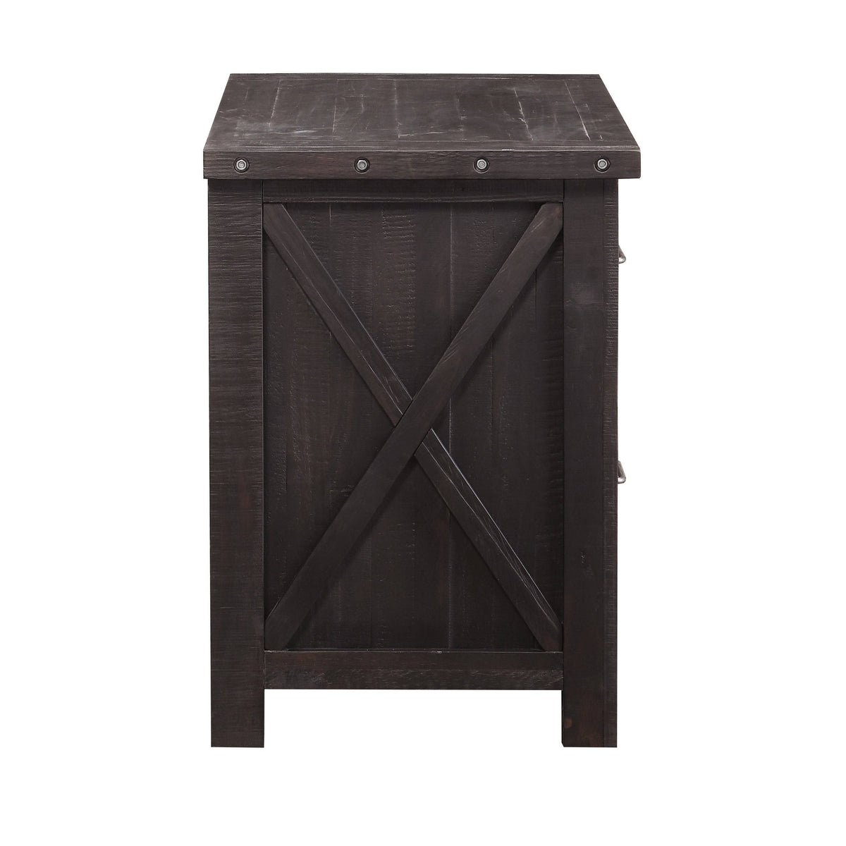 Cafe Brown Two Drawer Wooden File Cabinet with Metal Handle Pull U4317