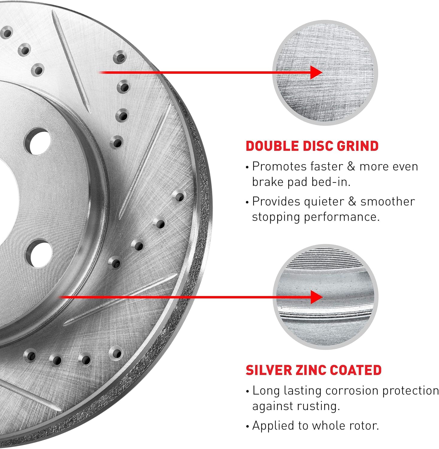 Front Rear Drilled and Slotted Brake Rotors H32221