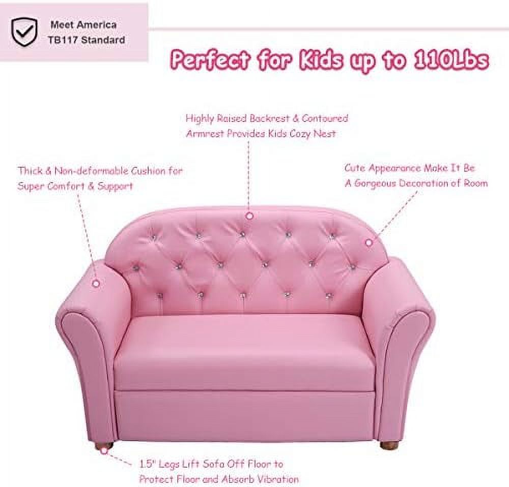 Pink PU Leather Sofa with Wood Construction P675