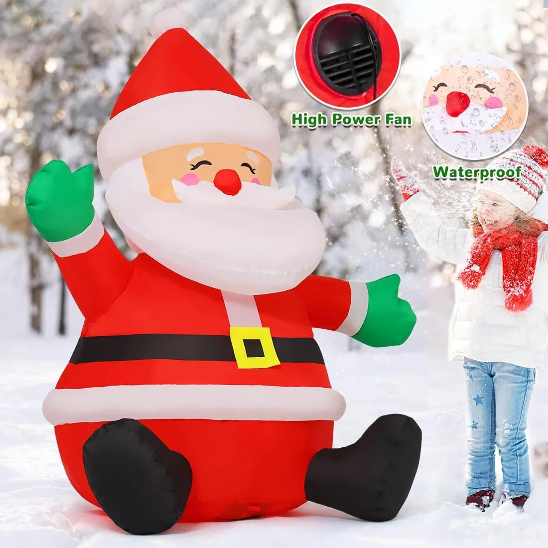 5 FT Christmas Inflatable Sitting Santa Claus with LED Lights P251