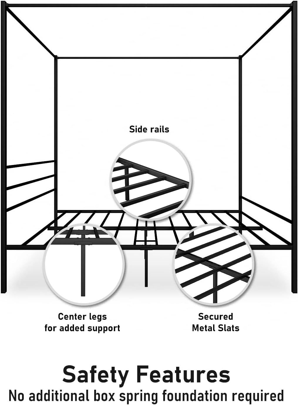 Queen Metal Canopy Bed Frame K510