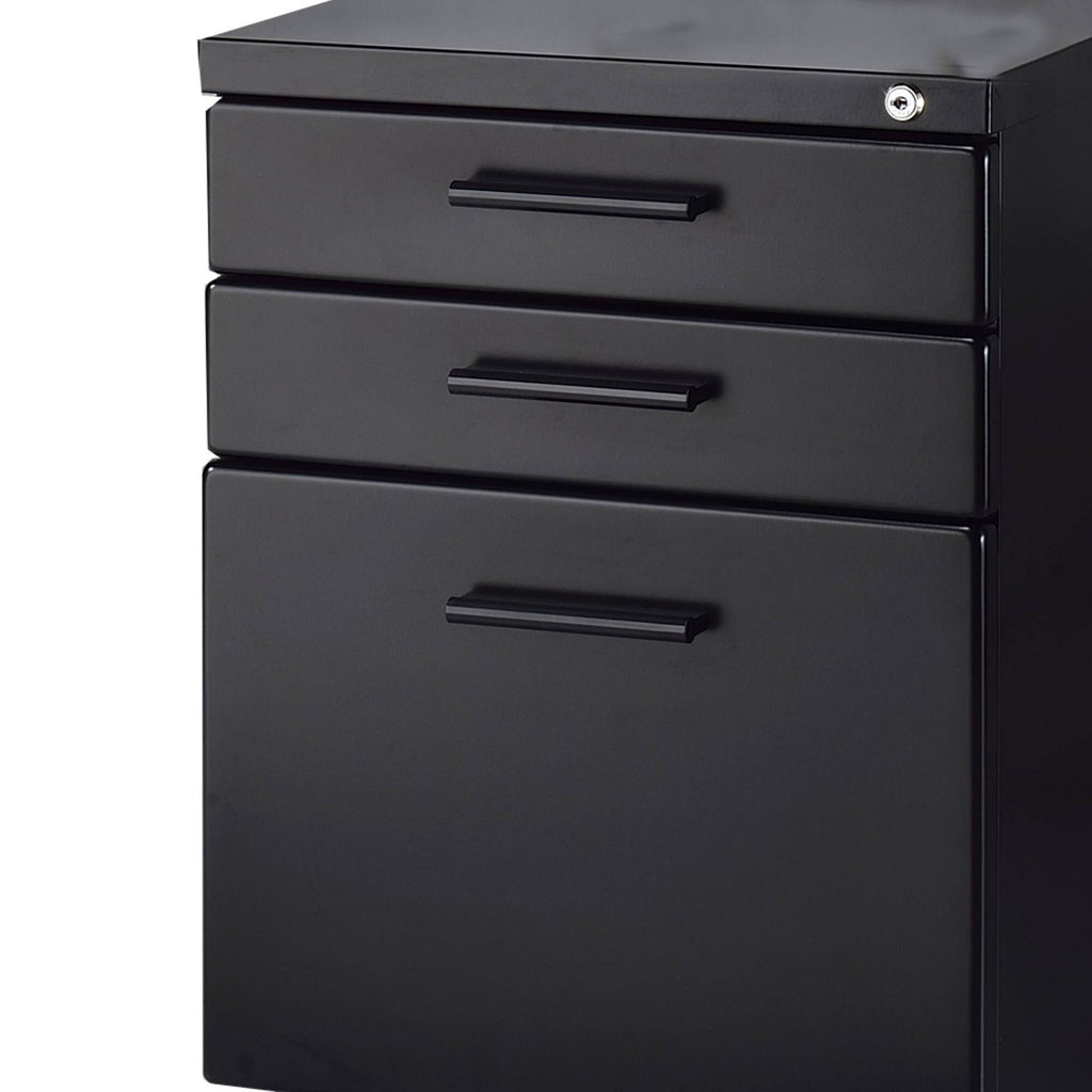 Black File Cabinet with Lock System and Caster Support U307