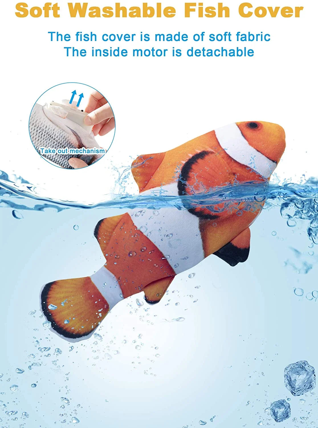 Electric Flopping Fish 10.5" Plush Cat Toy C593781