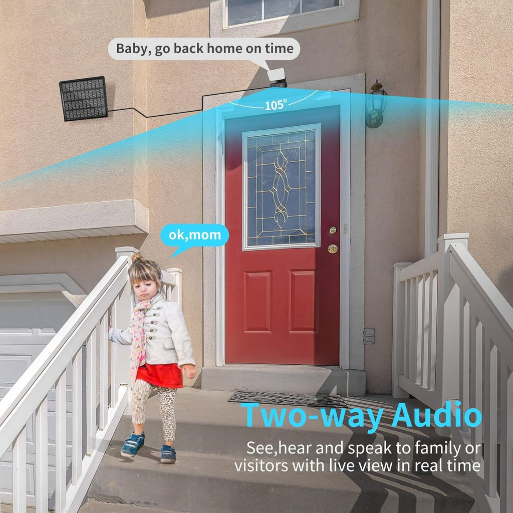 Solar Battery Powered Outdoor Security Camera with 2-Way Audio and Motion Siren Alarm P9095