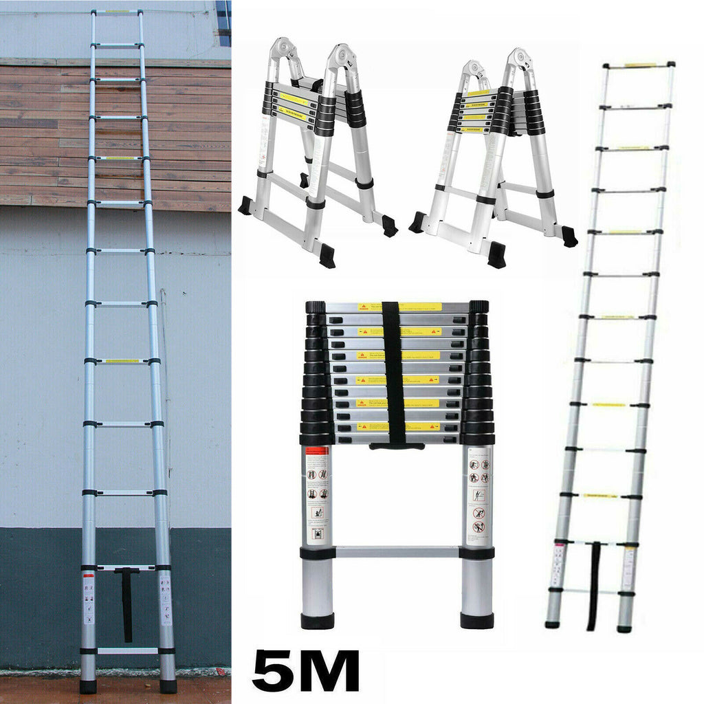Telescoping Ladder 16.5Ft Aluminum Non-Slip Lightweight Retractable Folding Step Ladder, 330lbs Capacity J3258