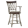Brown Leather Swivel Counter Stool with Armrest X3603