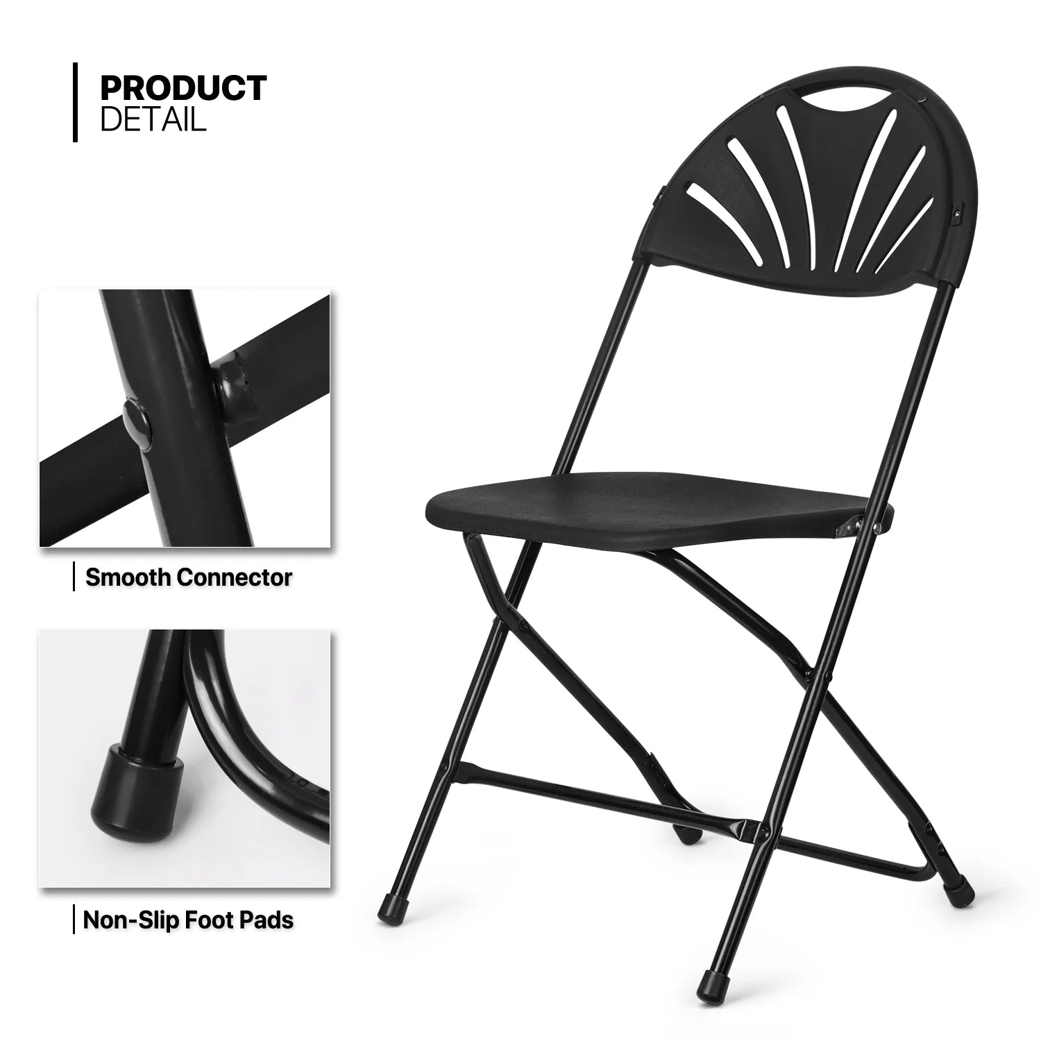 11 Pieces 8 Ft Heavy Duty Plastic Folding Utility Dining Table and Chair Set, White/Black A7108