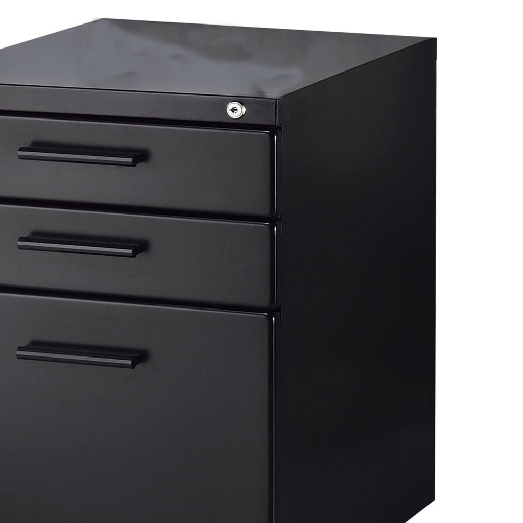 Black File Cabinet with Lock System and Caster Support U307