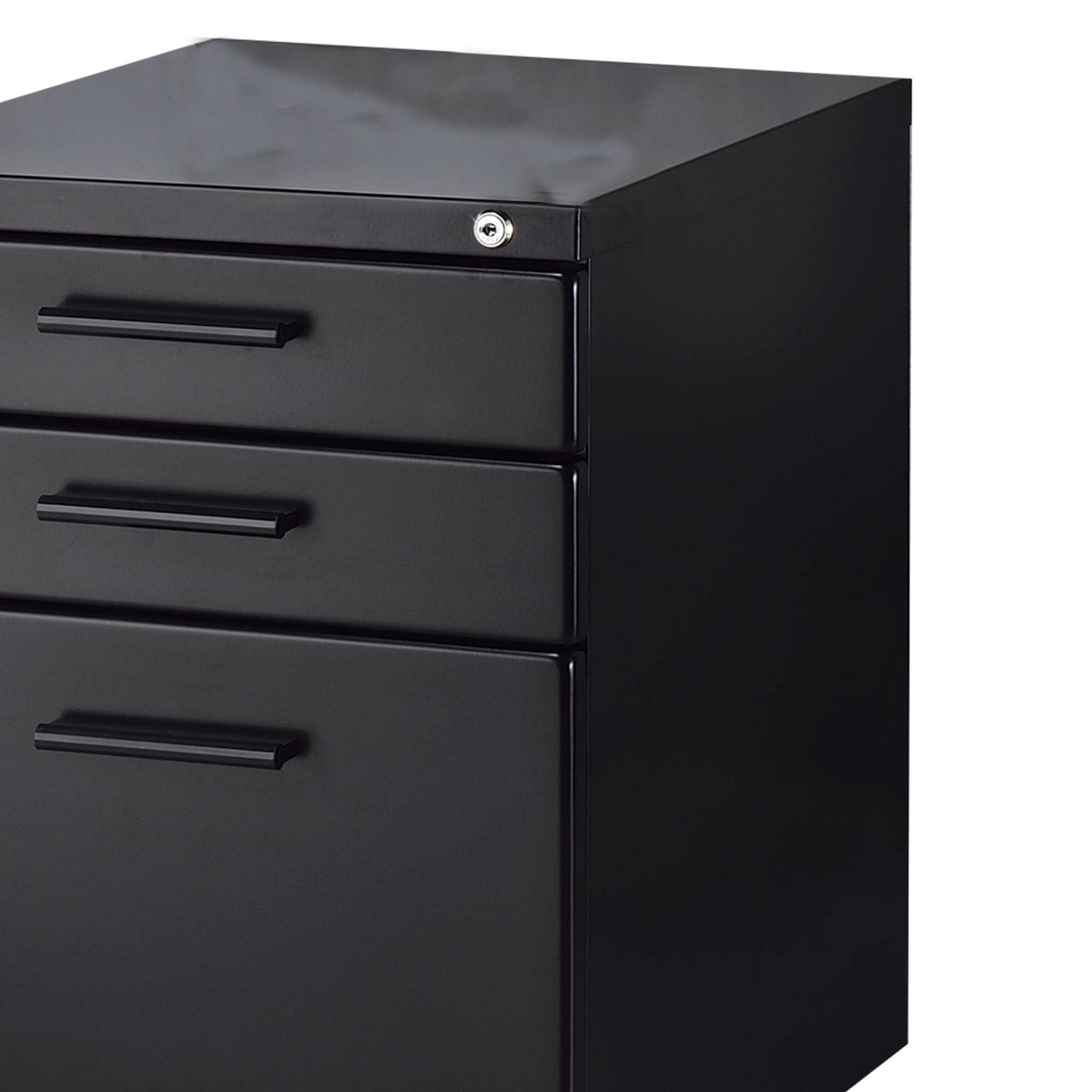 Black File Cabinet with Lock System and Caster Support U307