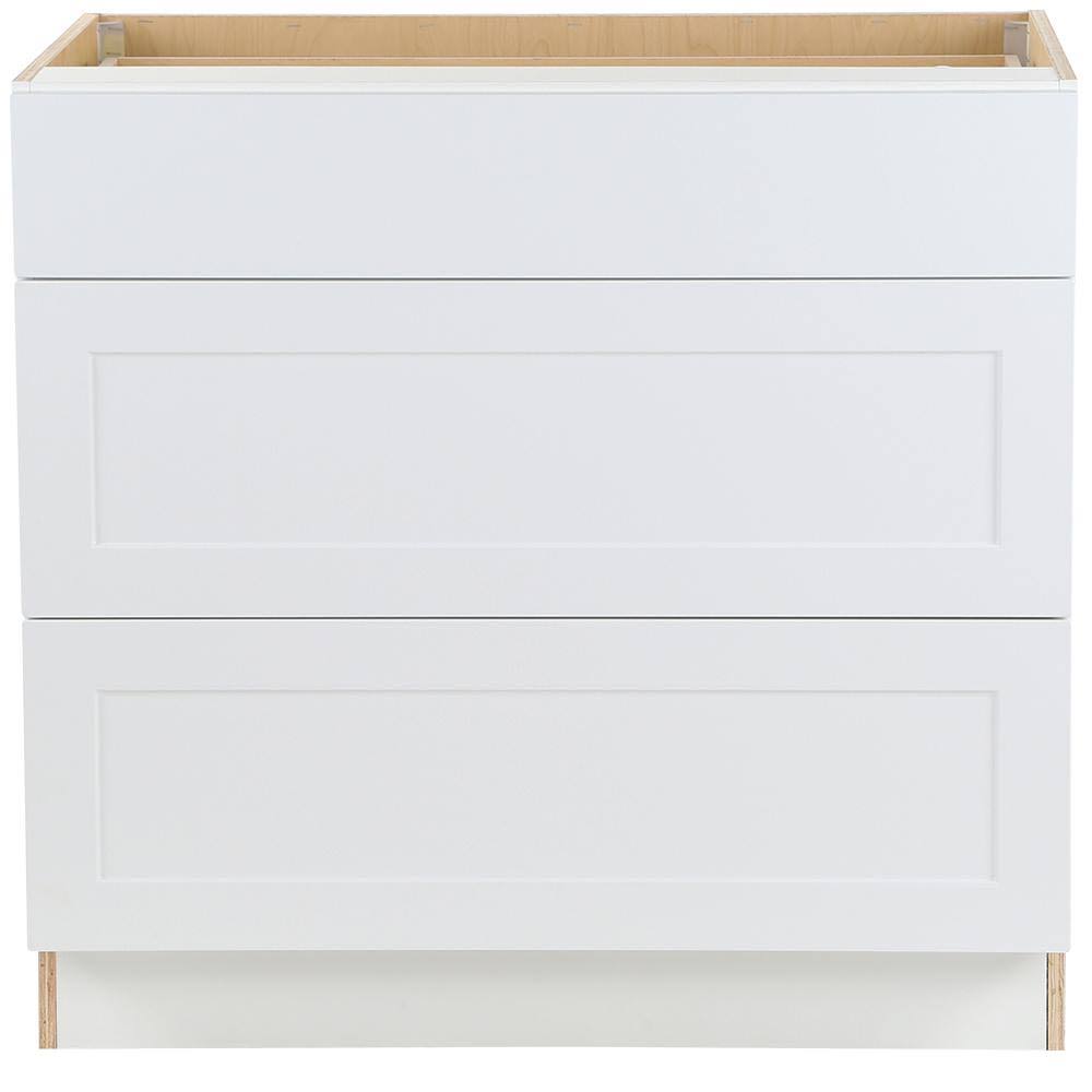 White 3-Soft Close Drawers Base Cabinet I399