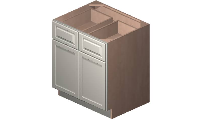 Antique White 2 Doors 1 Drawer 1 Shelf Base Cabinet High-Density Fiberboard V491