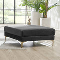Black Velvet Ottoman with Brass Leg T982