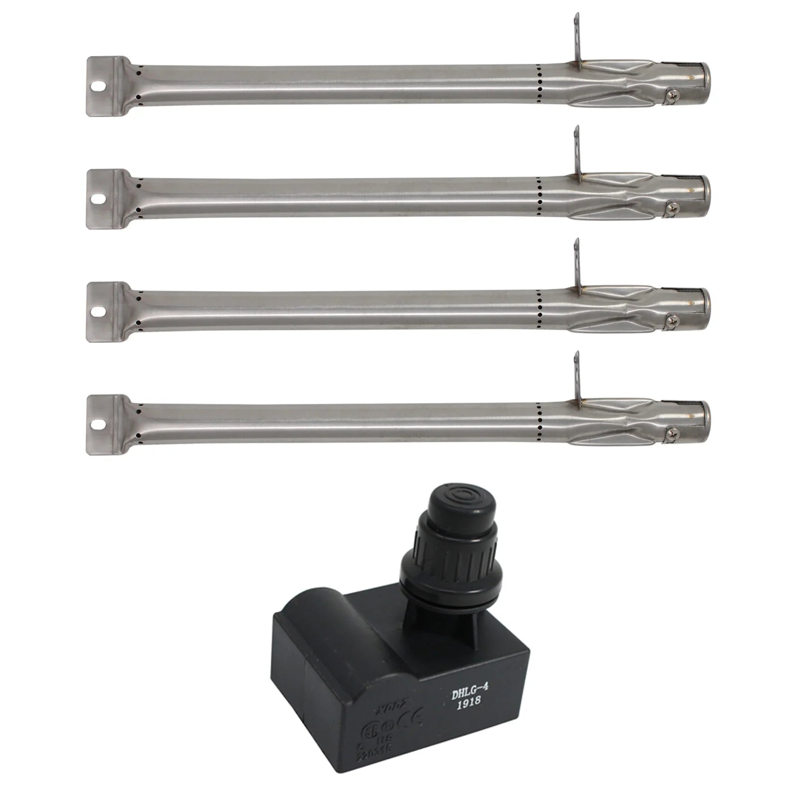 4 BBQ Gas Grill Tube Burner & 1 4-Outlet Spark Generator Ignitor Replacement Parts L784951