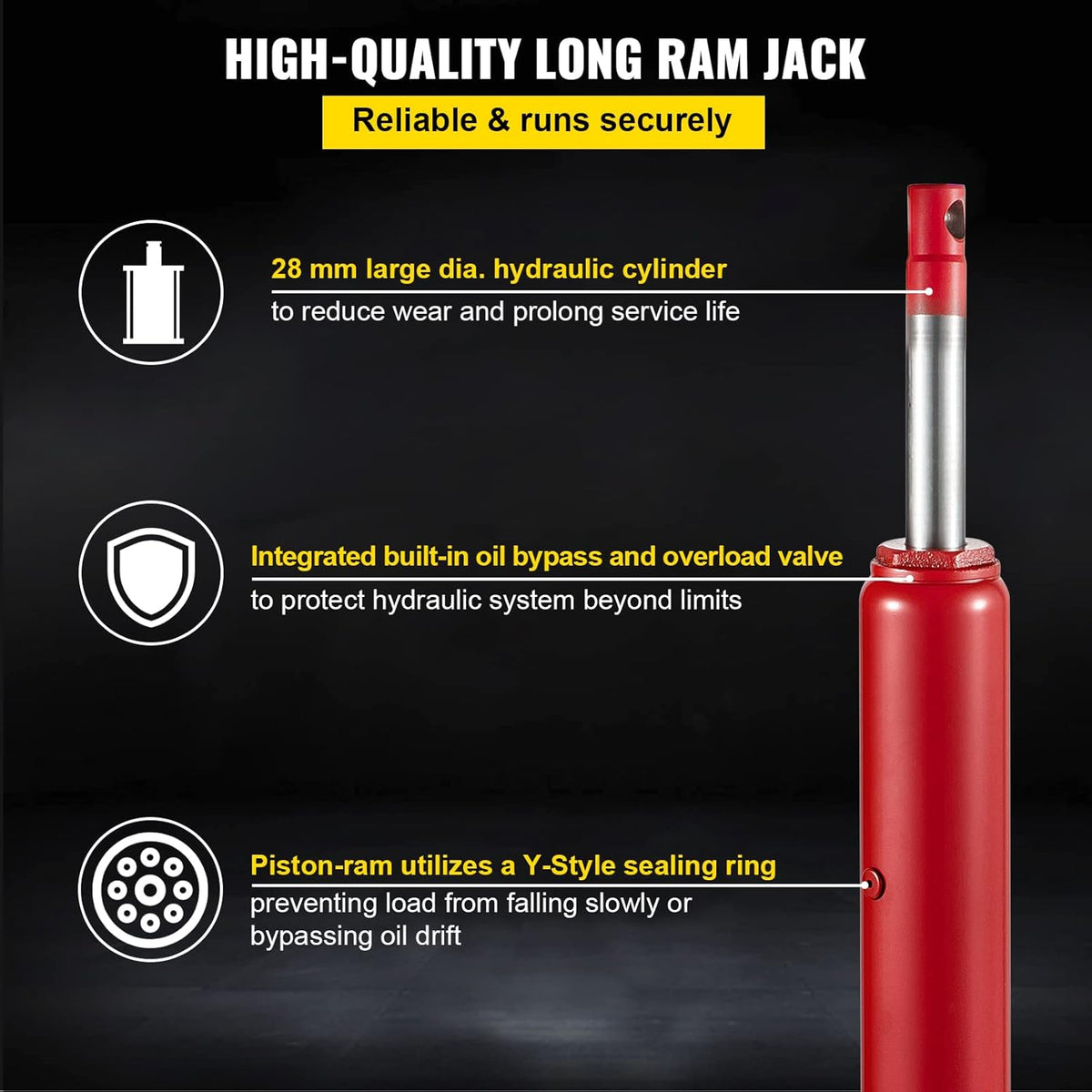 Hydraulic Long Ram Jack, 4 Tons Capacity, Red, Pack of 2 A4561