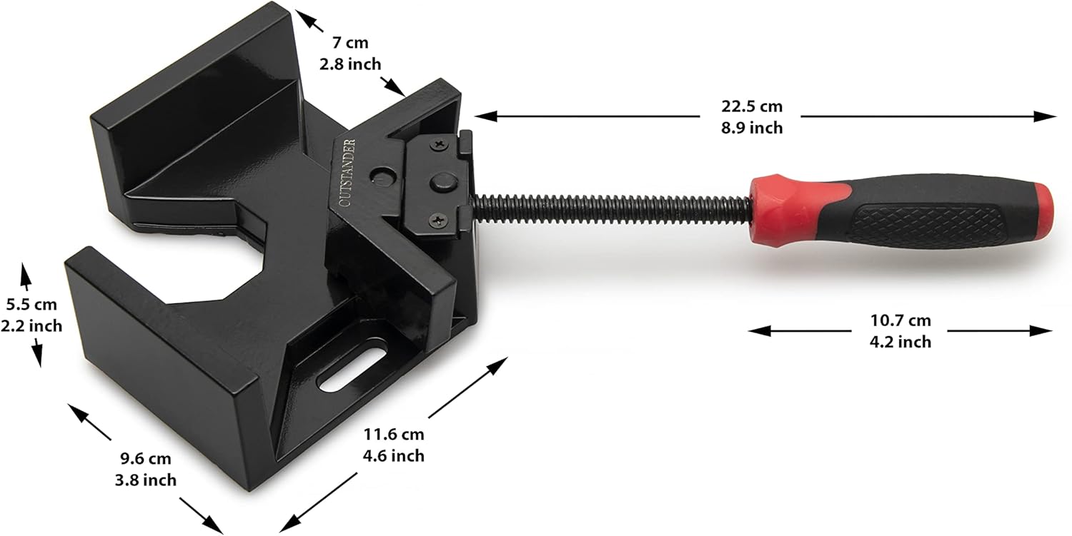 Right Angle Clamp, Single Handle 90 Degree Corner Clamps, Heavy Duty Aluminum Alloy Body, Swing Jaw O265031