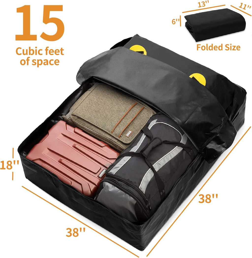 15 Cubic ft Waterproof Roof Cargo Bag with Anti-Slip Mat and 6 Heavy-Duty Straps S144