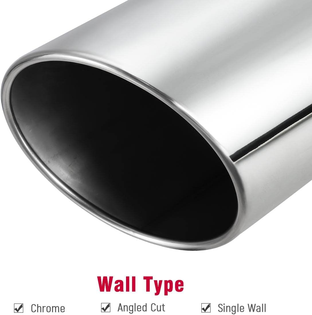 4 inch Inlet 8 inch Outlet Stainless Steel Exhaust Tip 15" Long Pack of 2 S93792