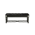 Black Bench with Intricate Carvings W83733