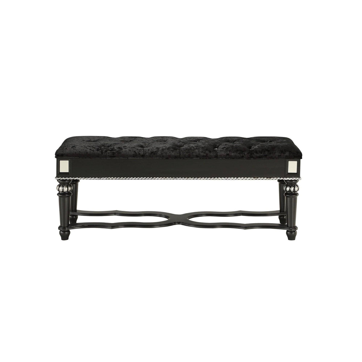Black Bench with Intricate Carvings W83733