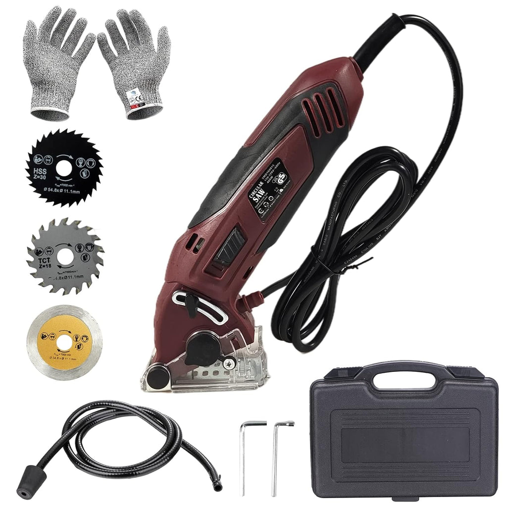 400W Compact Circular Saw Set with 3 Carbide Tipped Blade, Tool Box, Gloves P39206