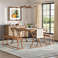 51-Inch Dining Table Set with 2 Benches & Table Runner Y9609