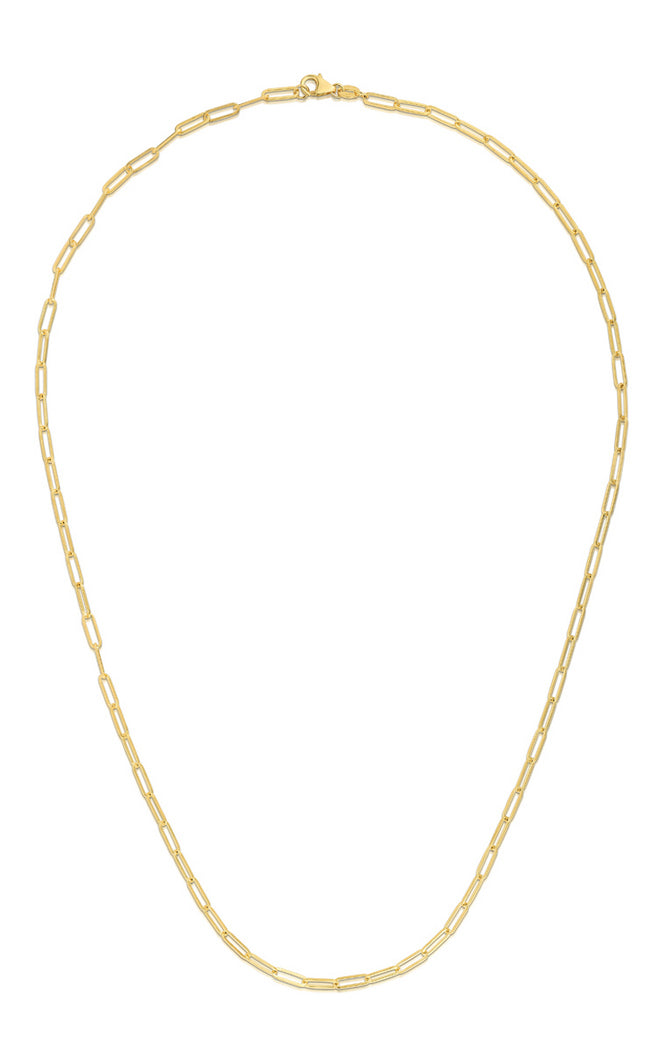 14k Yellow Gold Polished Paperclip Chain Necklace 24 Inch T279