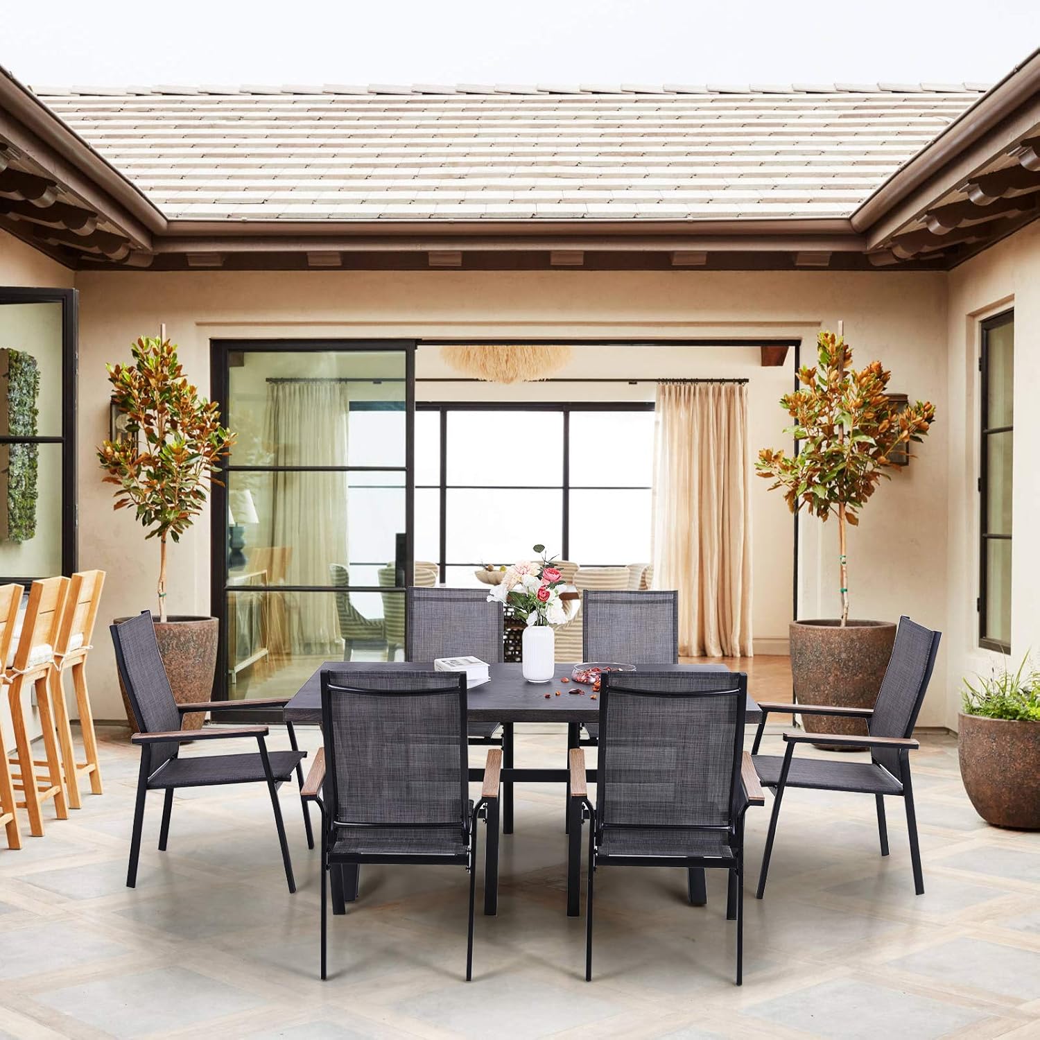 7 Piece Aluminium Patio Dining Set with Stackable Chairs M62271