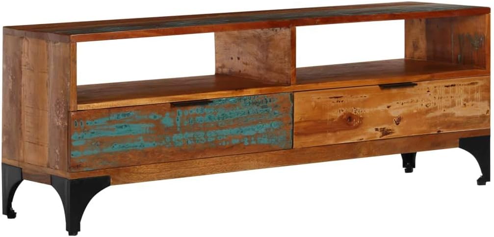 Solid Reclaimed Wood TV Cabinet with 2 Drawers Z7594