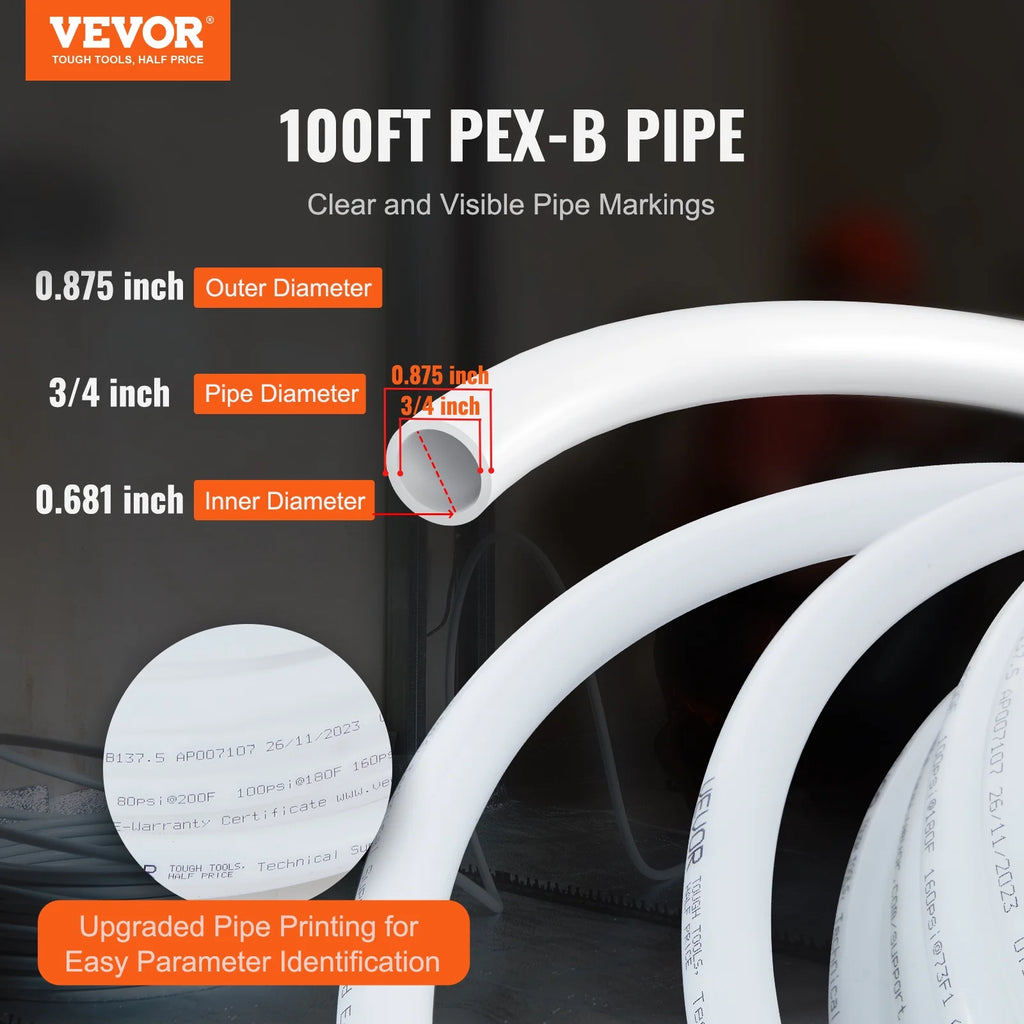 3/4” x 100ft White PEX-B Tubing with Pipe Cutter H194241