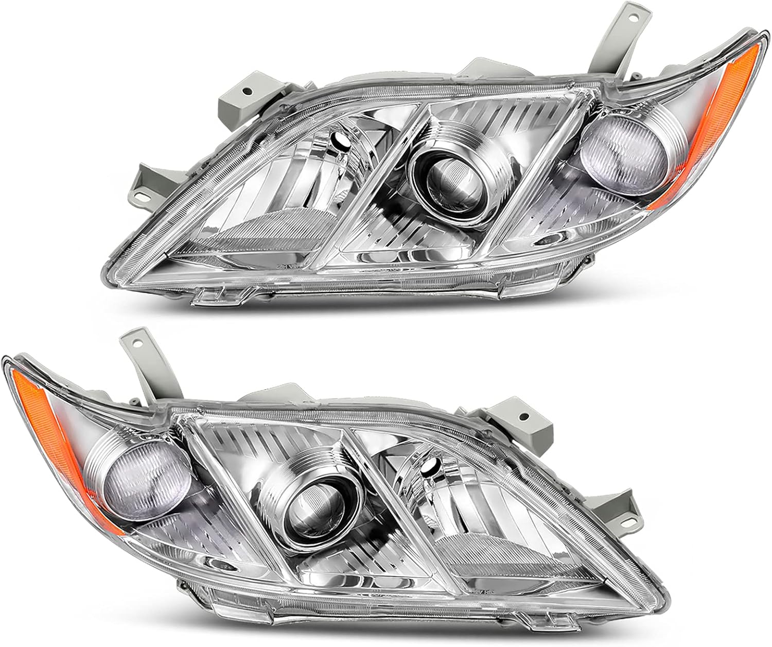 Headlight Assembly Projector Black Housing with Amber Reflector Clear Lens Q706