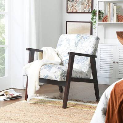 Floral White Fabric Armchair B40343