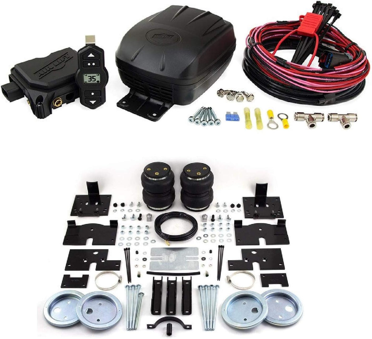 Set of Wireless On-Board Air Compressor System with Rear Load Lifter 5000 Kit for Ford F-150 Pickup 4WD B604177