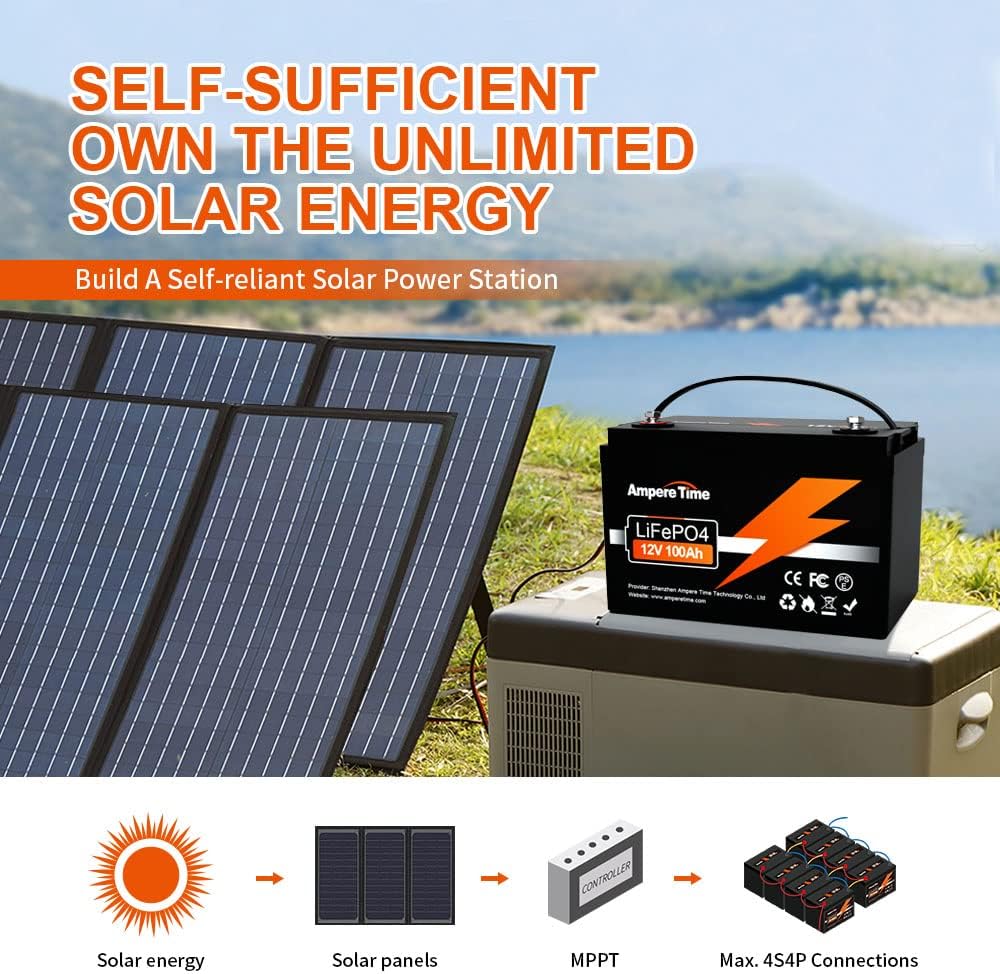 12V 100Ah LiFePO4 Battery with 14.6V 10A Charger, 100A BMS O476266