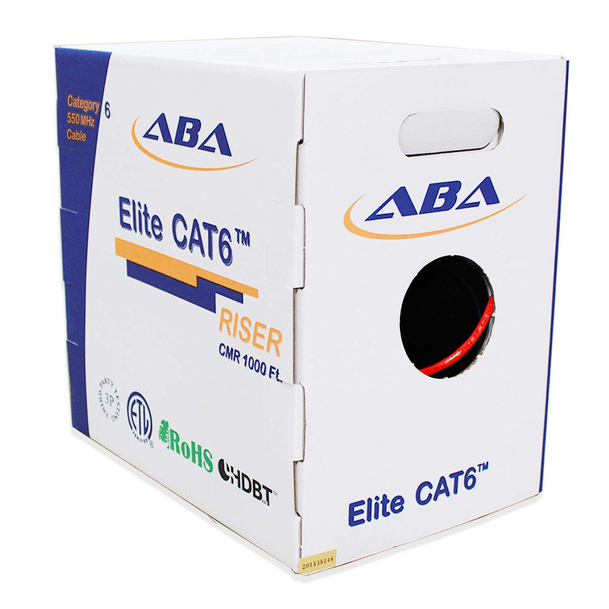 Cat6 Riser Ethernet Cable 1000ft Blue UTP 23AWG Solid Bare Copper Bulk LAN Cable X6909
