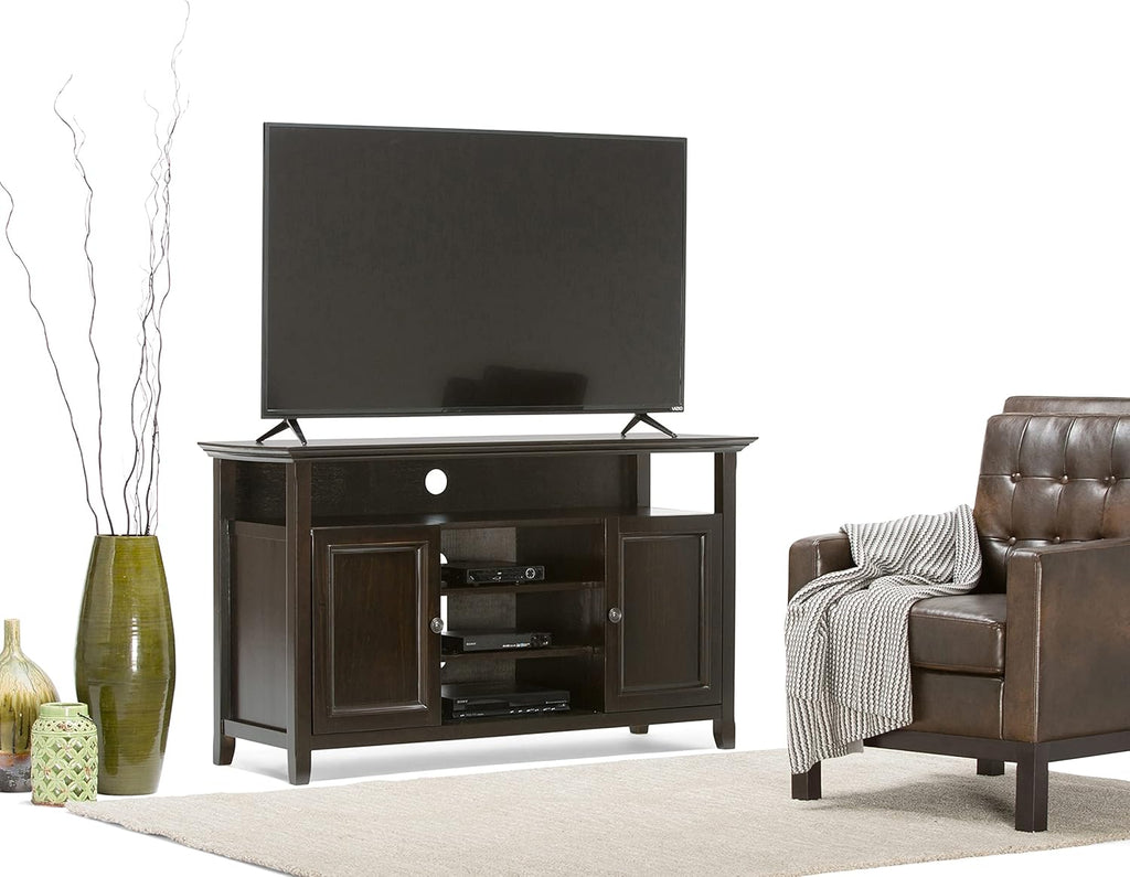 SOLID WOOD Universal TV Media Stand, 54 inch Wide, Medium Saddle Brown B281113