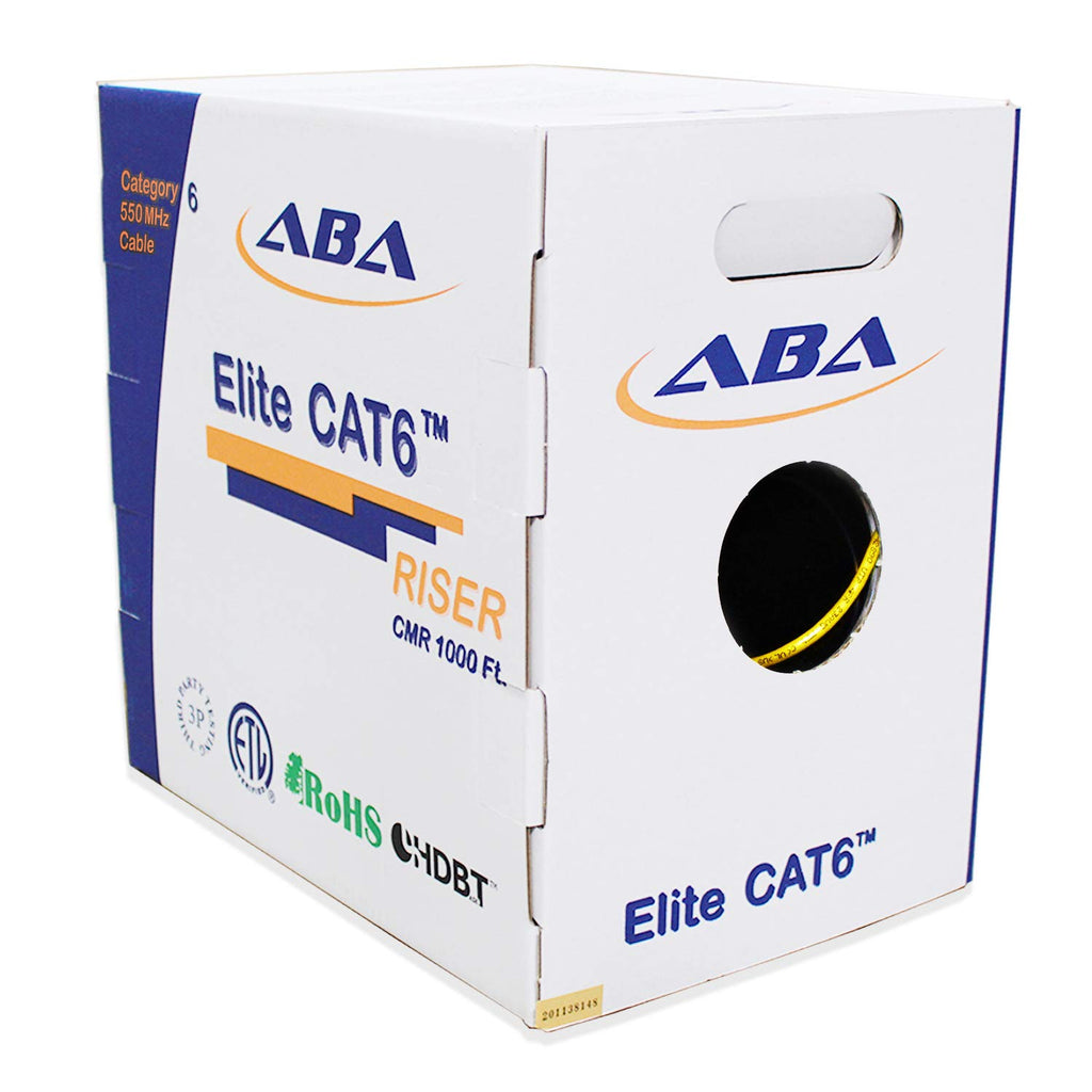 Cat6 Riser Ethernet Cable 1000ft Blue UTP 23AWG Solid Bare Copper Bulk LAN Cable X6909