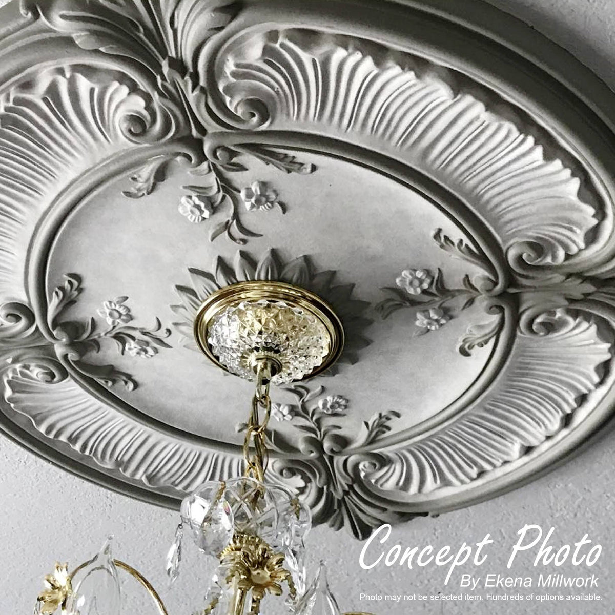 26 3/4x22OD x 3 5/8x22ID x 1 1/8x22P Leaf Ceiling Medallion T824