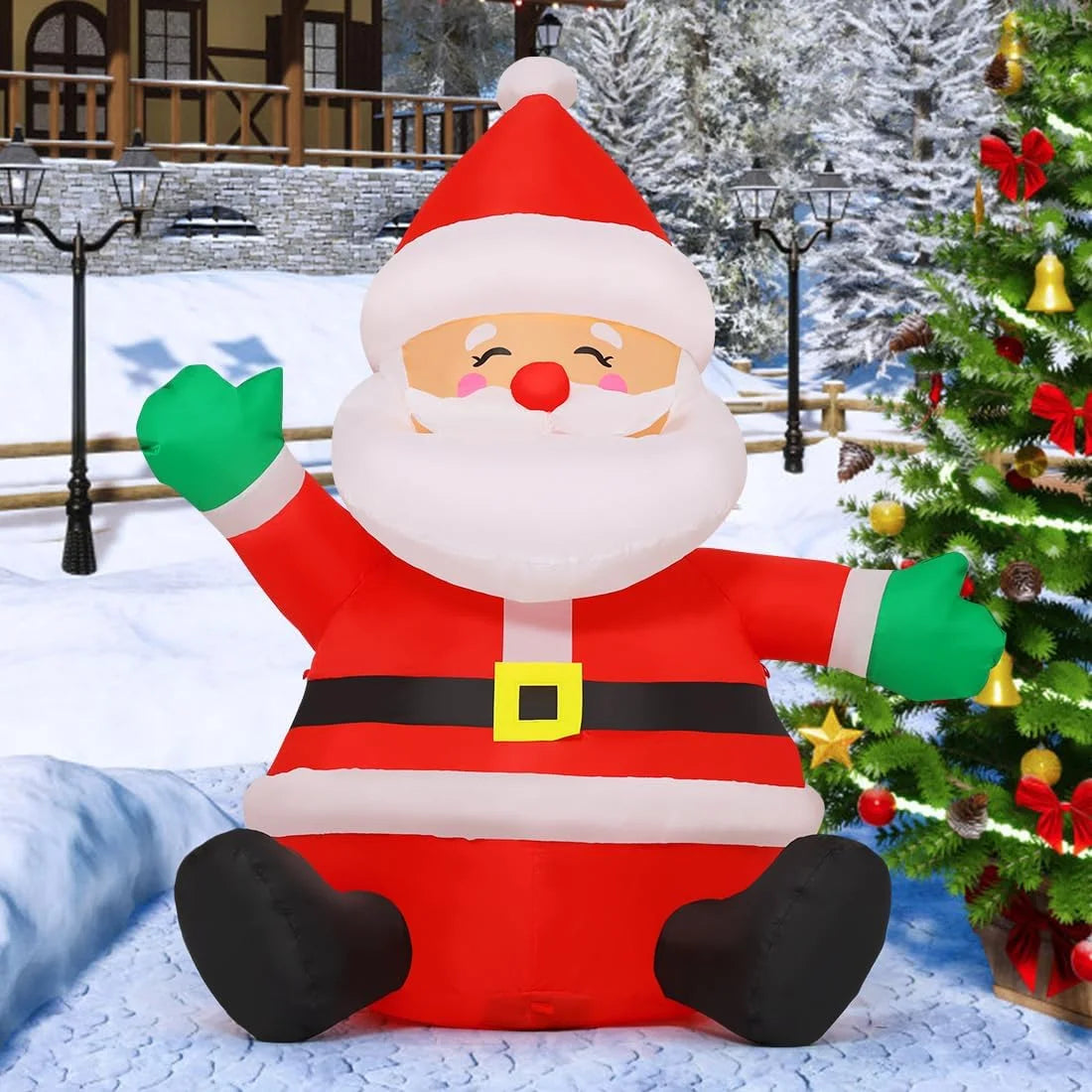 5 FT Christmas Inflatable Sitting Santa Claus with LED Lights P251