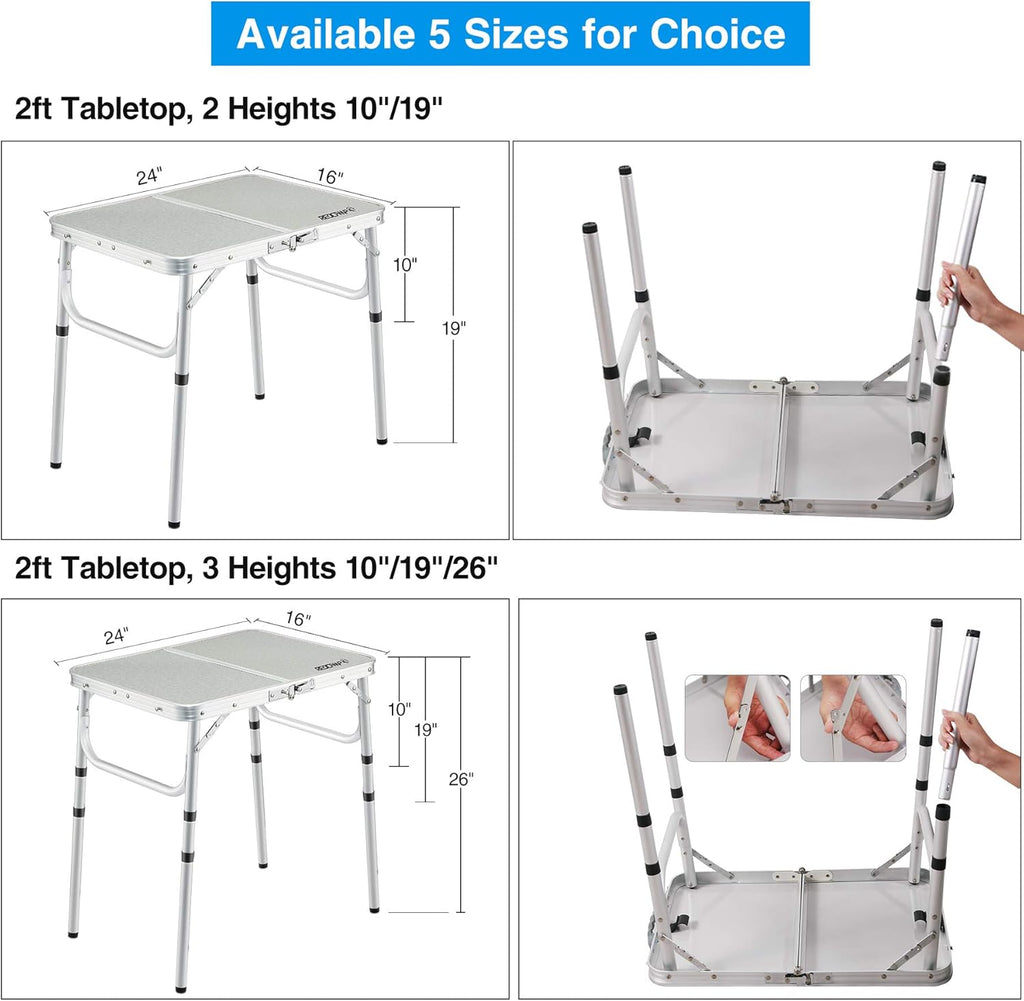 Folding Camping Table, 3ft Portable Aluminum Outdoor Table H861