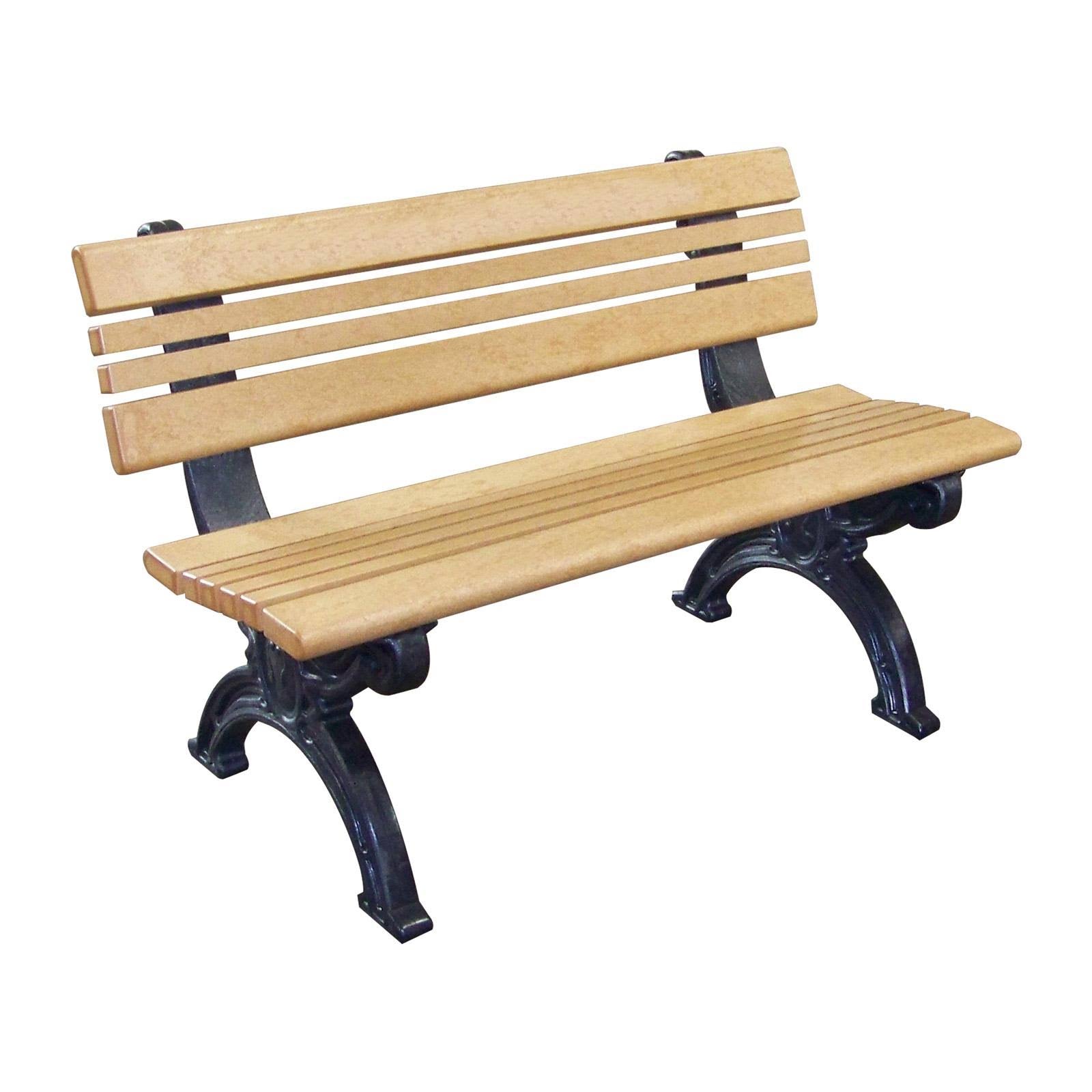 Recycled Plastic Armless Bench with Back Brown Q859