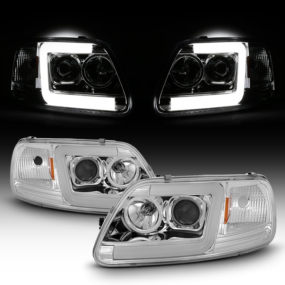 Red Tube Bar Projector Headlights Pair Q360826