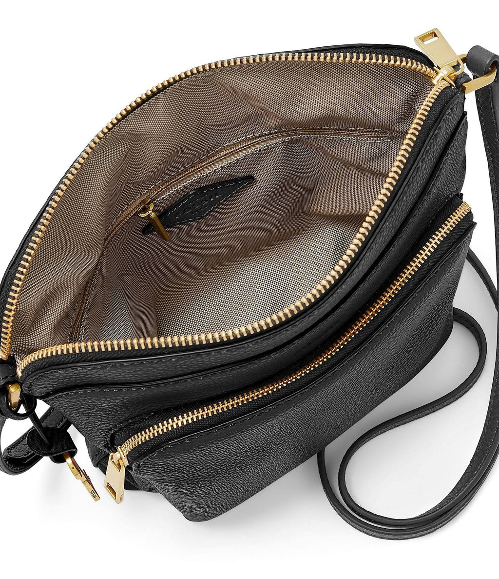 Black Leather Crossbody F4419