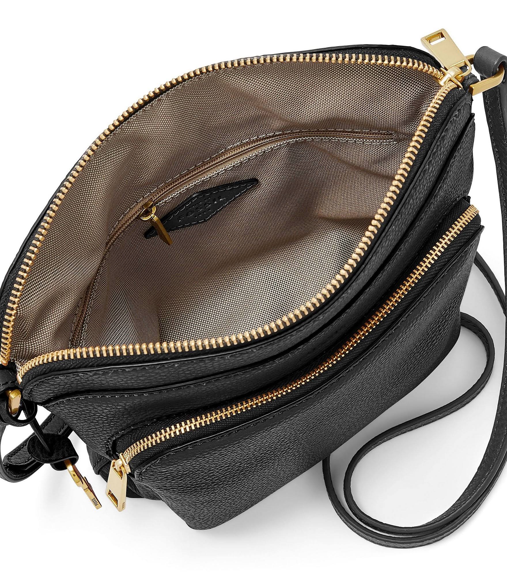 Black Leather Crossbody F4419