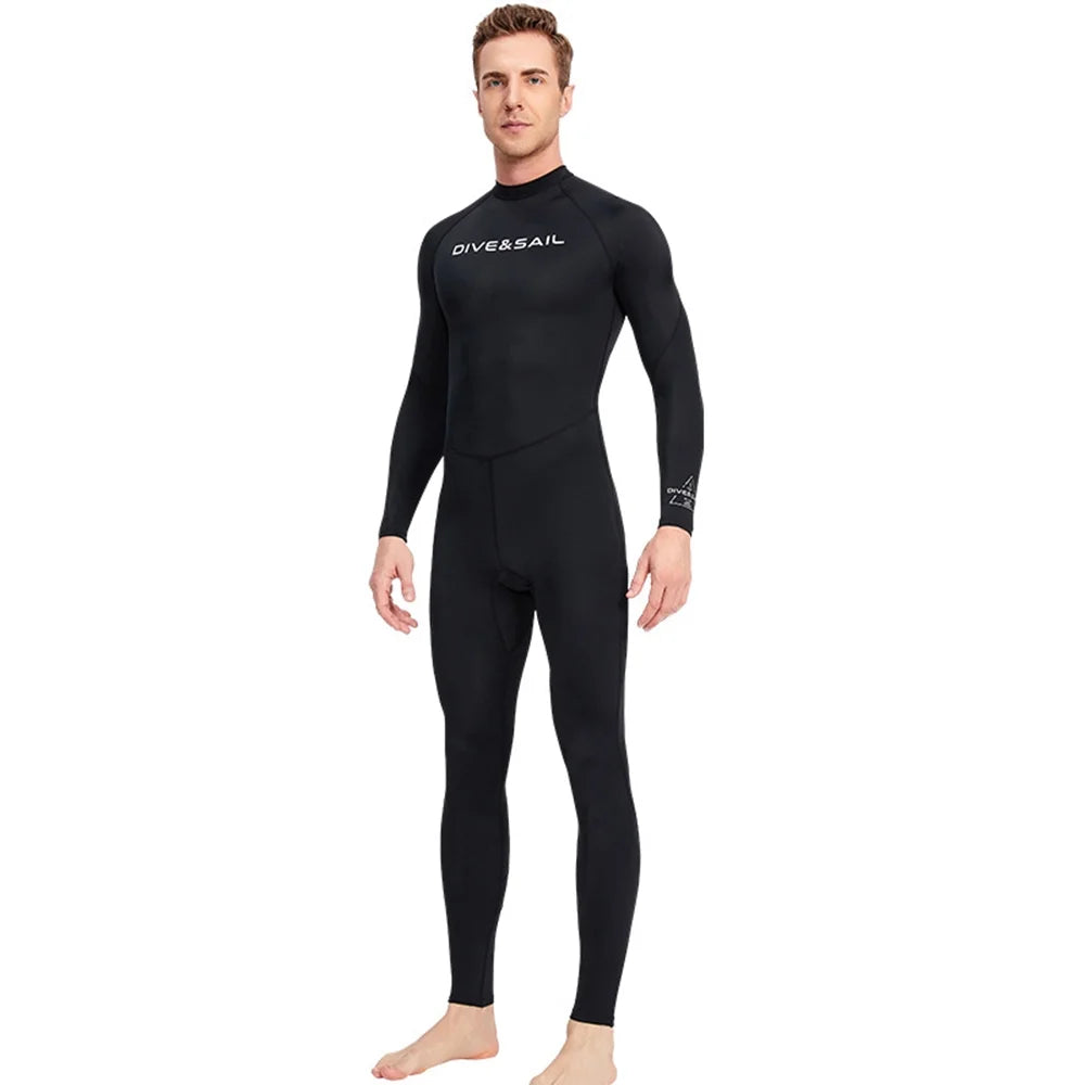 Men One Piece Swimsuit with Back Zipper Quick Dry Long Sleeve Surf Suit N35536